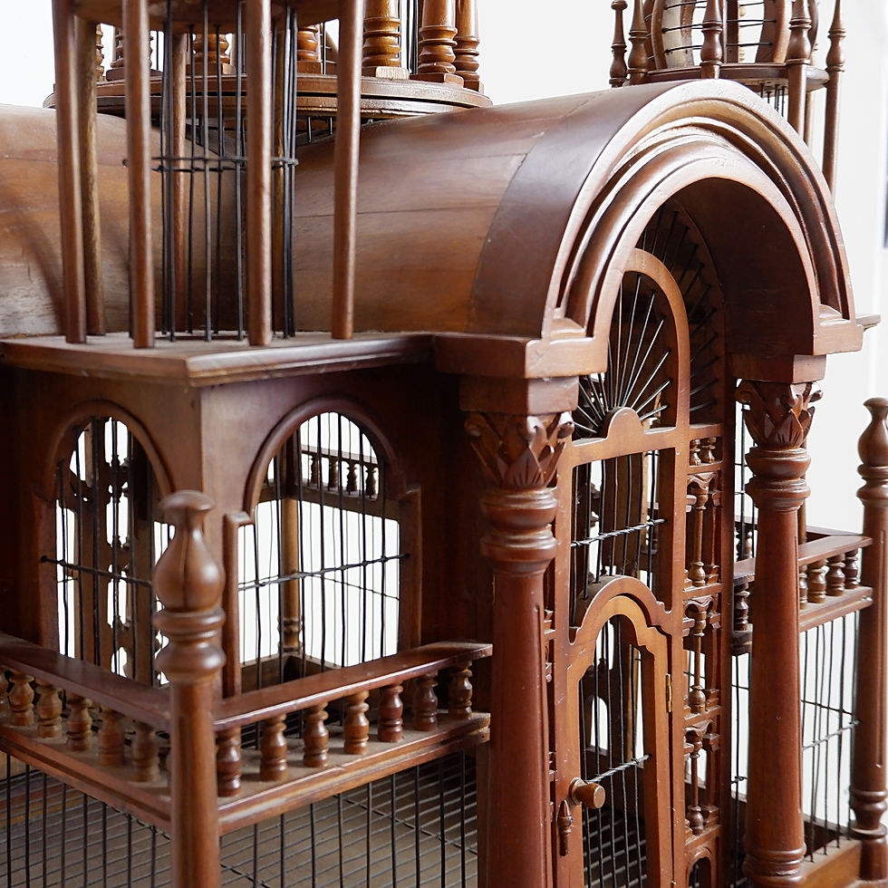 Miniature : Monumental Mahogany Sacré Coeur Cathedral Bird Cage on Stand, 20th Century