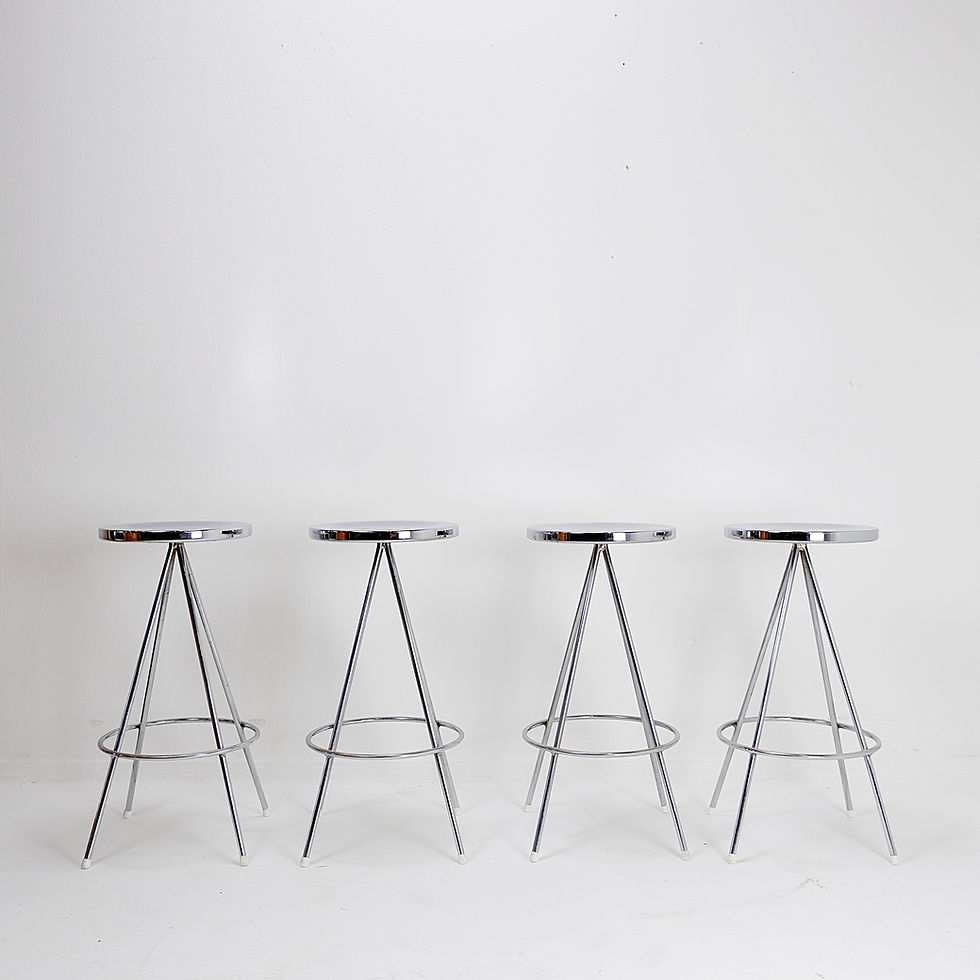 Miniature : Set of 4 vintage chrome bar stools - 1970s