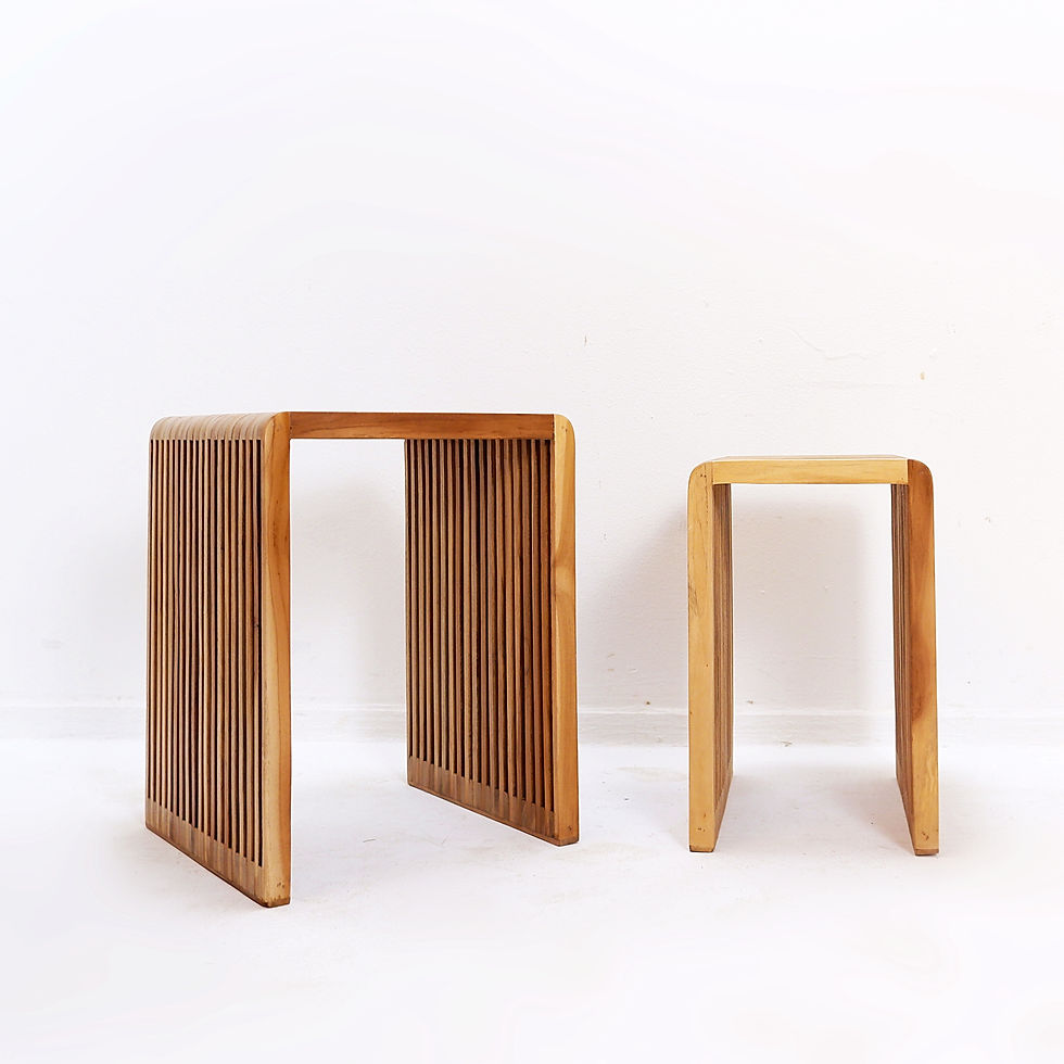 Miniature : Slatted Wood nesting Tables