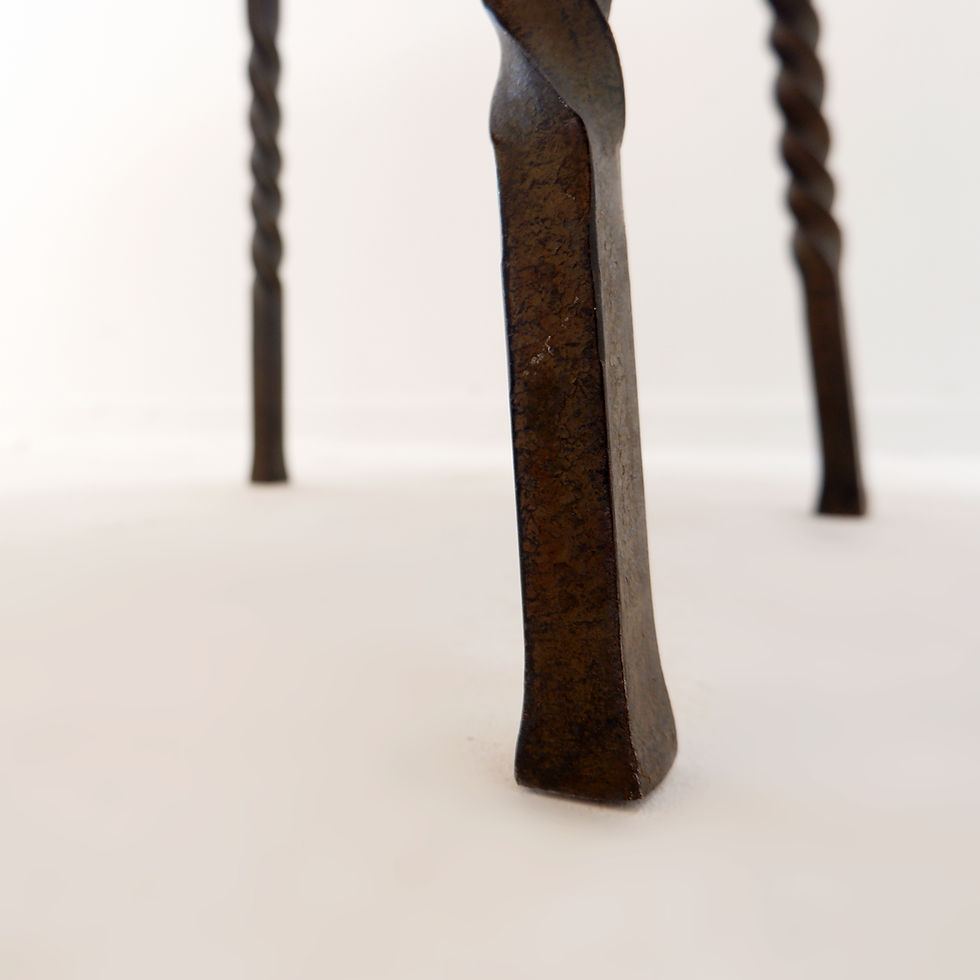 Miniature : Round coffee table with twisted wrought iron base, France 1960s - Ø 67cm