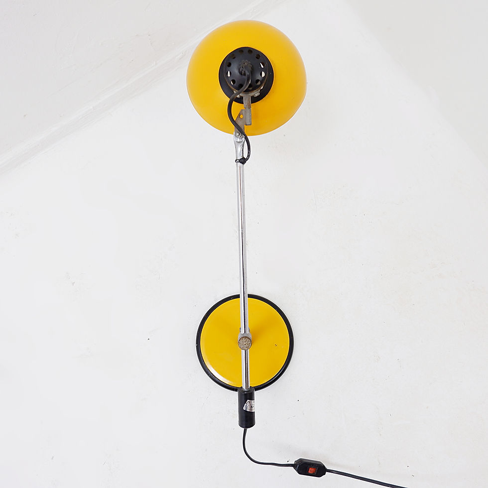 Miniature : Aluminor articulated desk lamp in chromed and yellow lacquered metal. 1960/70