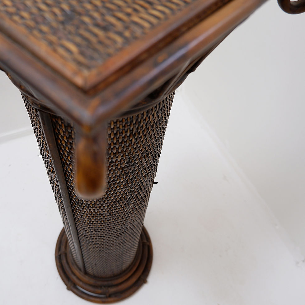 Miniature : Vintage Wicker Bamboo Pedestal Column Pillar Stand