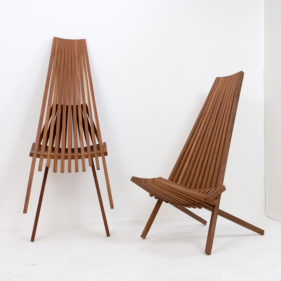 Miniature : Pair of Teak Folding Chairs - indoor outdoor