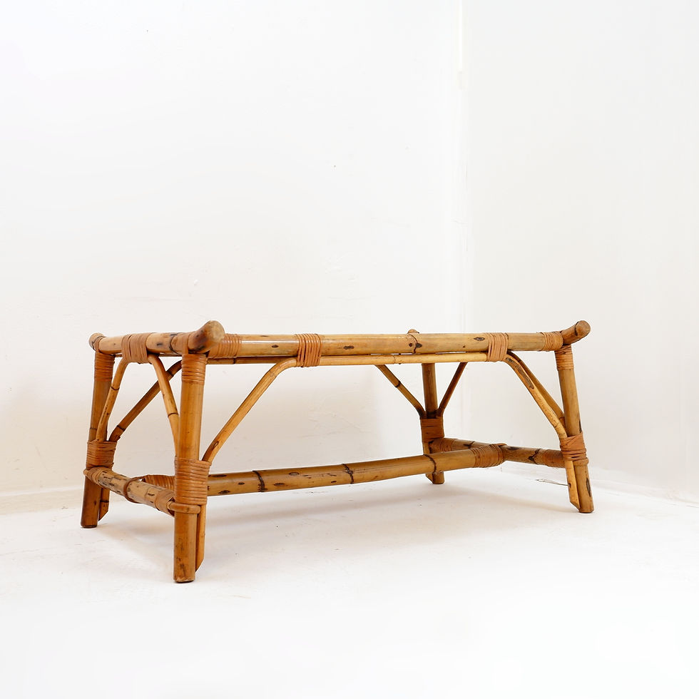 Miniature : Rectangular bamboo and rattan coffee table - 1960s