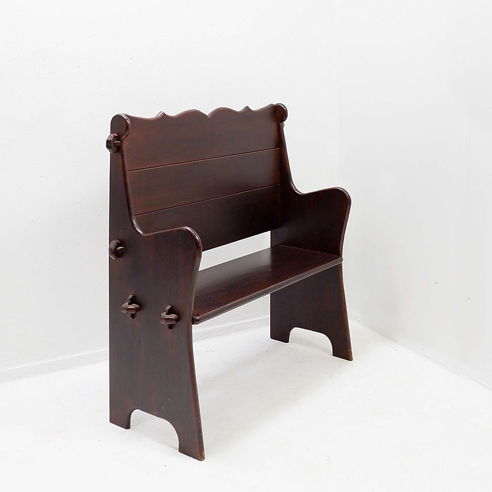 Miniature : Vintage 20th-century solid wood church bench