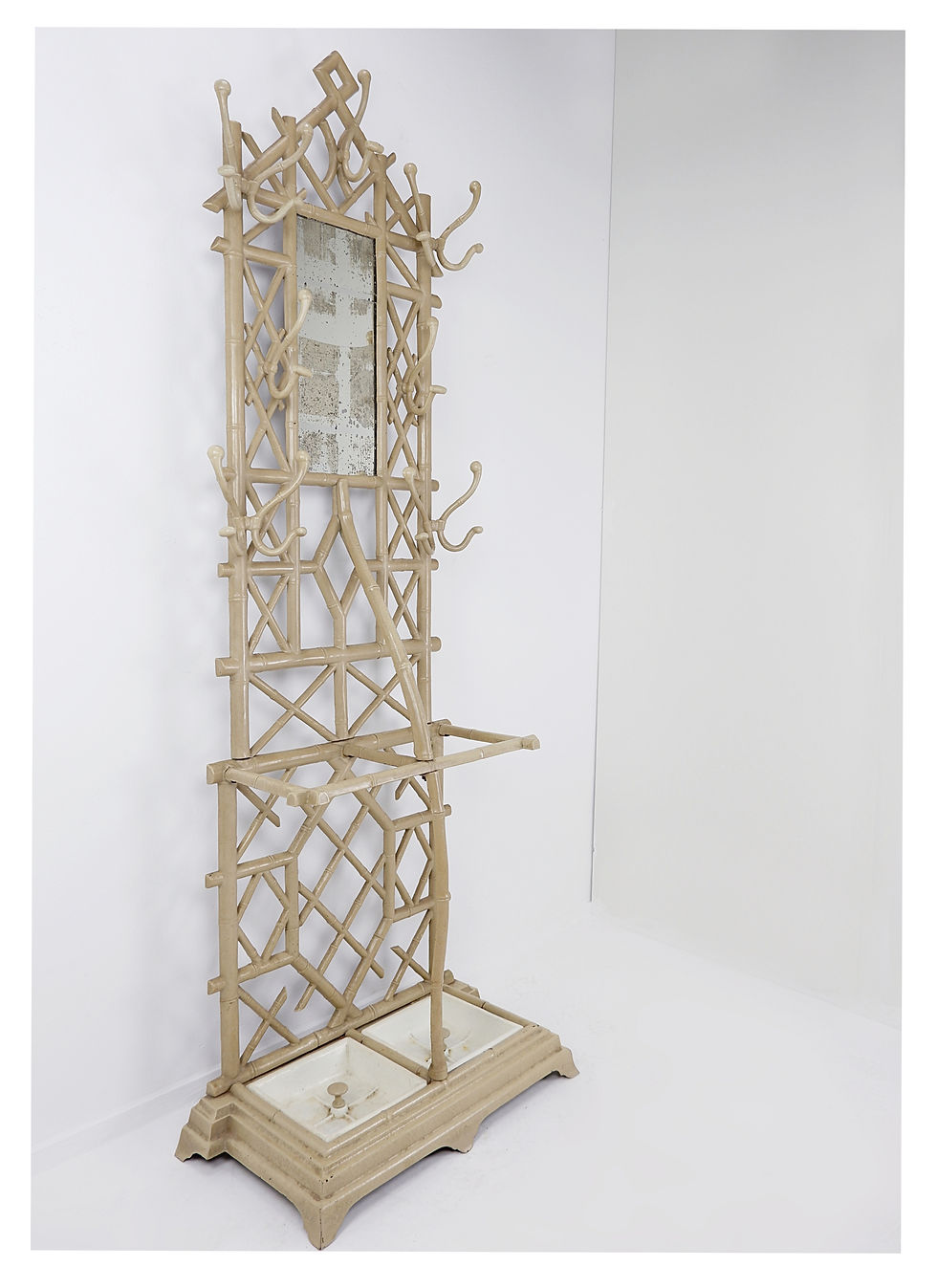 Miniature : Cast Iron Bamboo Motif Hallway Tree Coat Rack, France 1900s