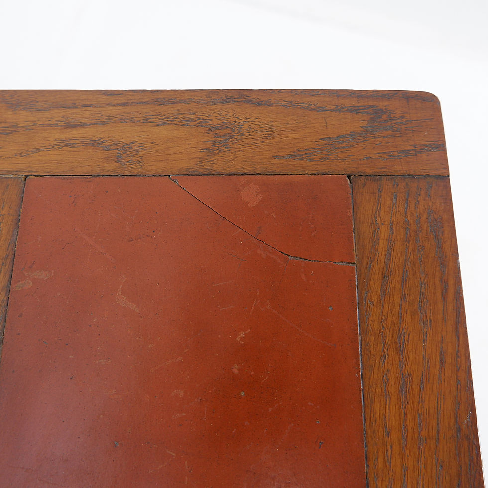 Miniature : Vintage Wooden side table with terracotta tile top - 1960s