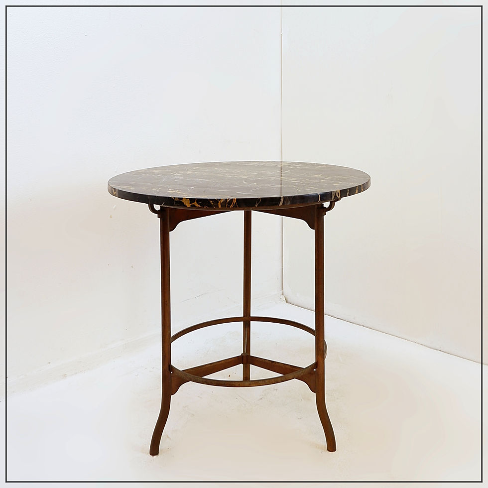 Miniature : Pedestal table / Side table metal and "Portoro" marble top