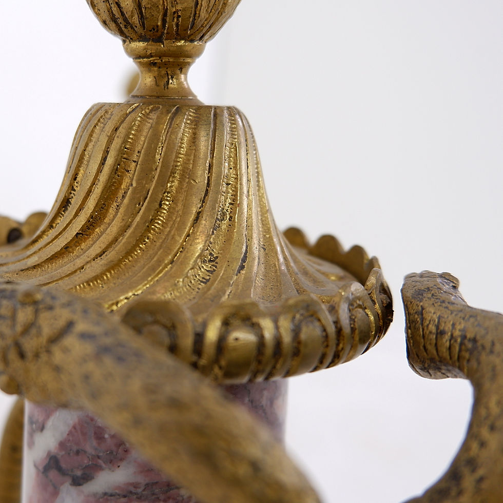 Miniature : Pair of 19th Century French Louis XVI Marble and Bronze Cassolettes
