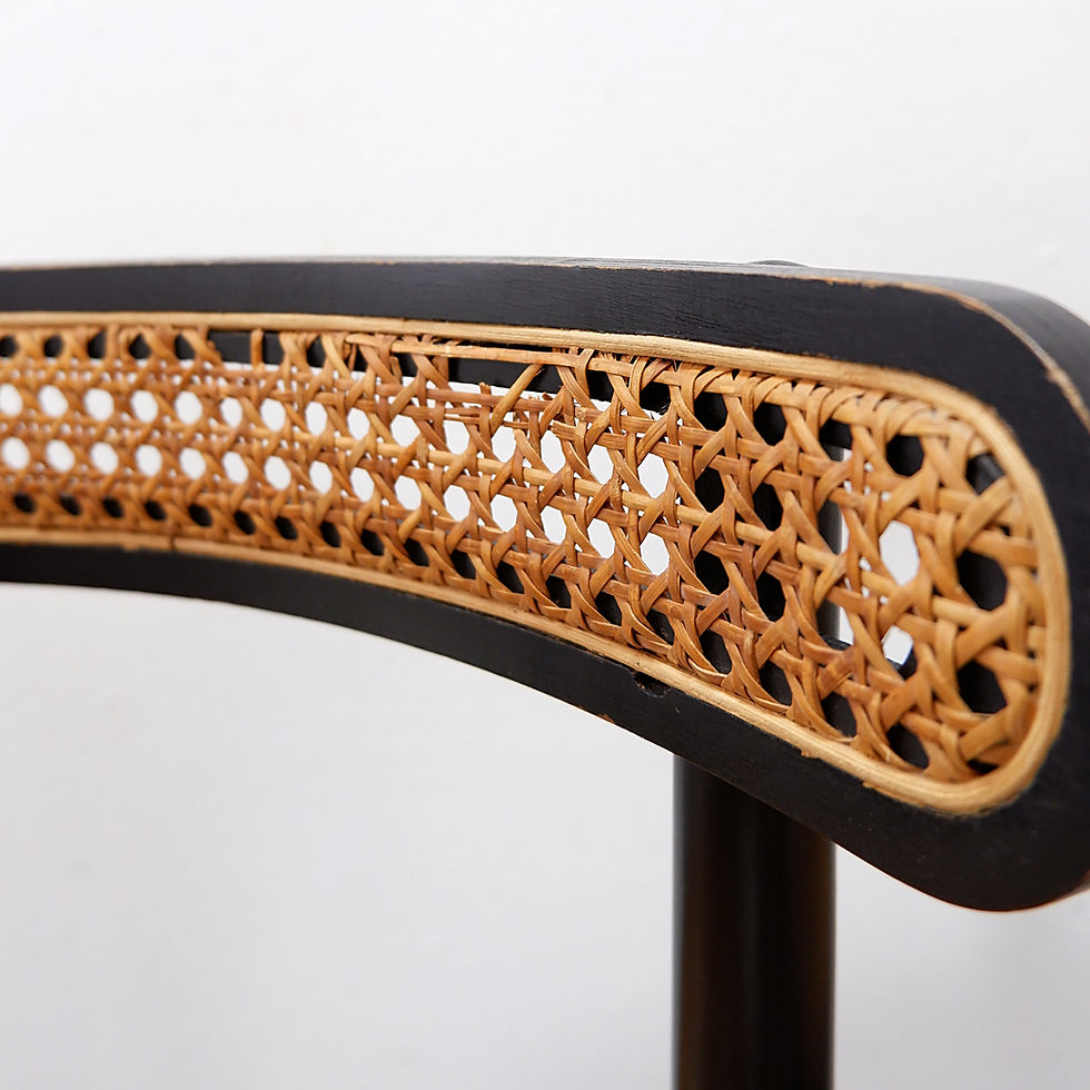 Miniature : Set of 3 Vintage Thonet-style bentwood and cane bar stools