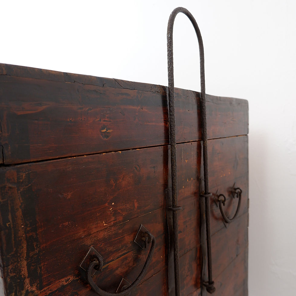 Miniature : Antique Japanese Wood & Iron Chest