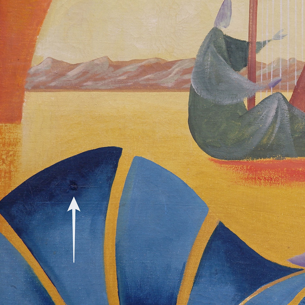 Miniature : Walter Lewy 1905-1995 Surrealist scene - signed and dated 1974.