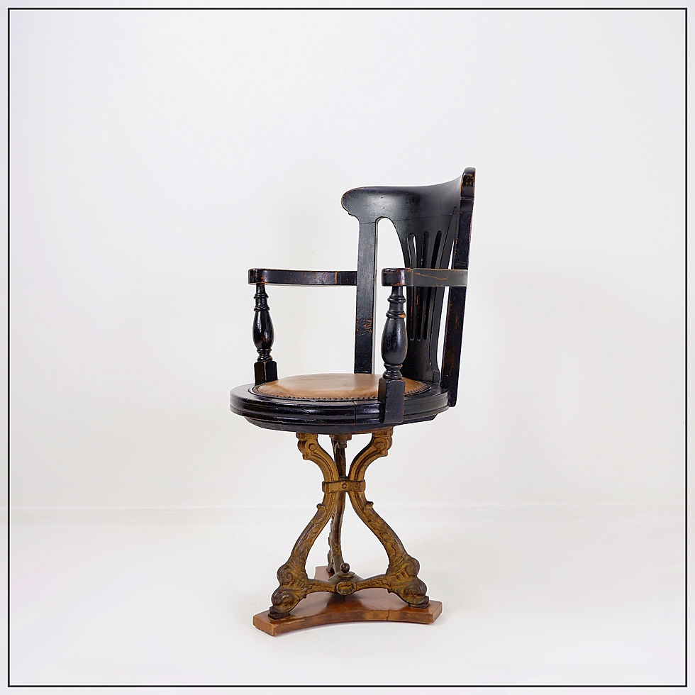 Miniature : 19th century black stained oak liner chairs