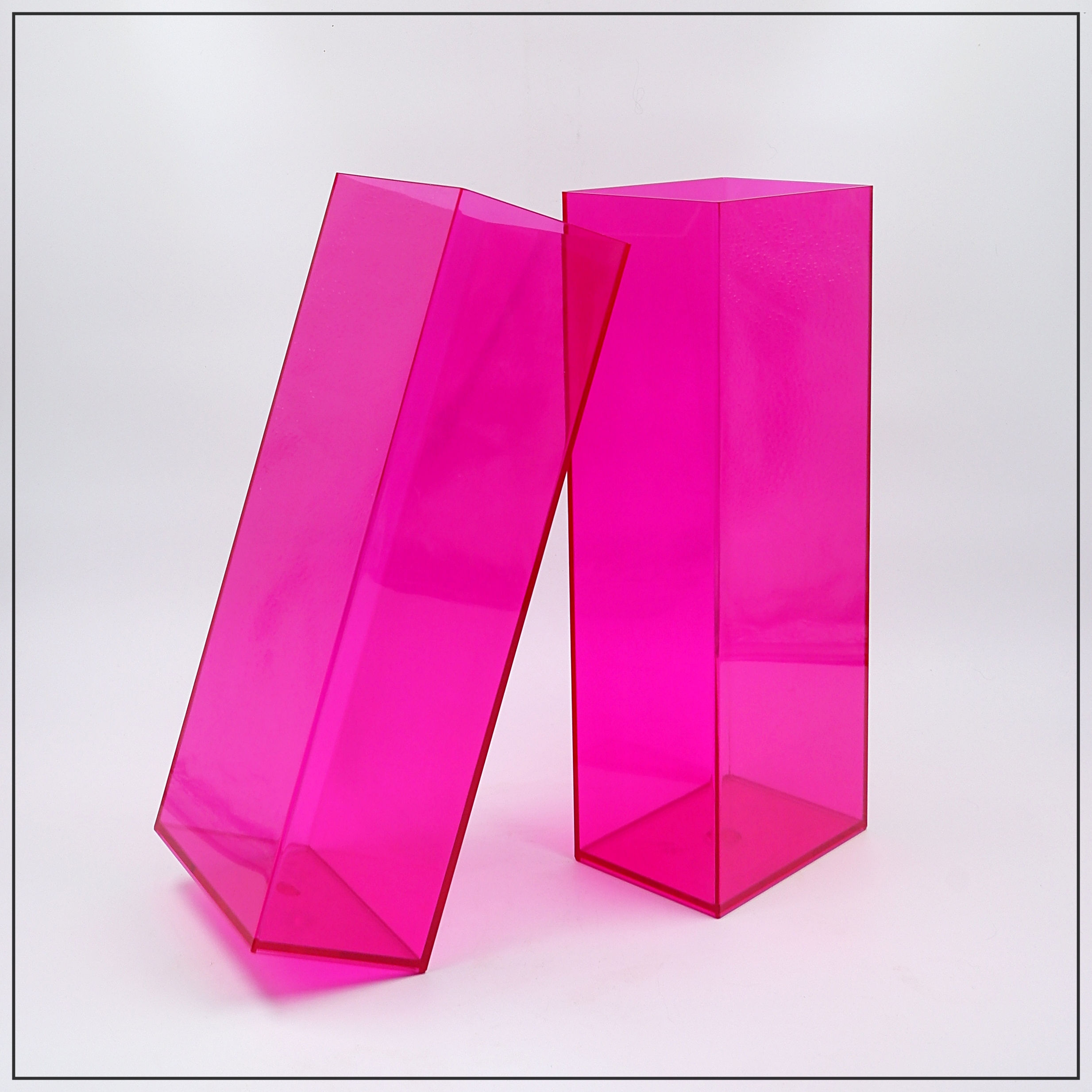 Pair of Large Pink Acrylic Vases