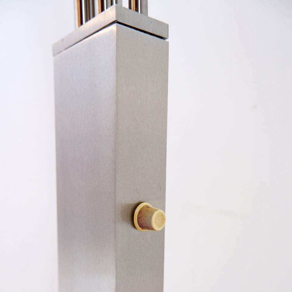 Miniature : Italian arc floor lamp with 5 arms in brushed chrome - 1970s
