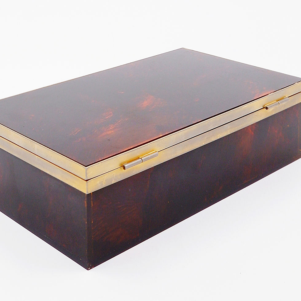 Miniature : Faux Tortoise Decorative Box in the style of Hermes, 1970s