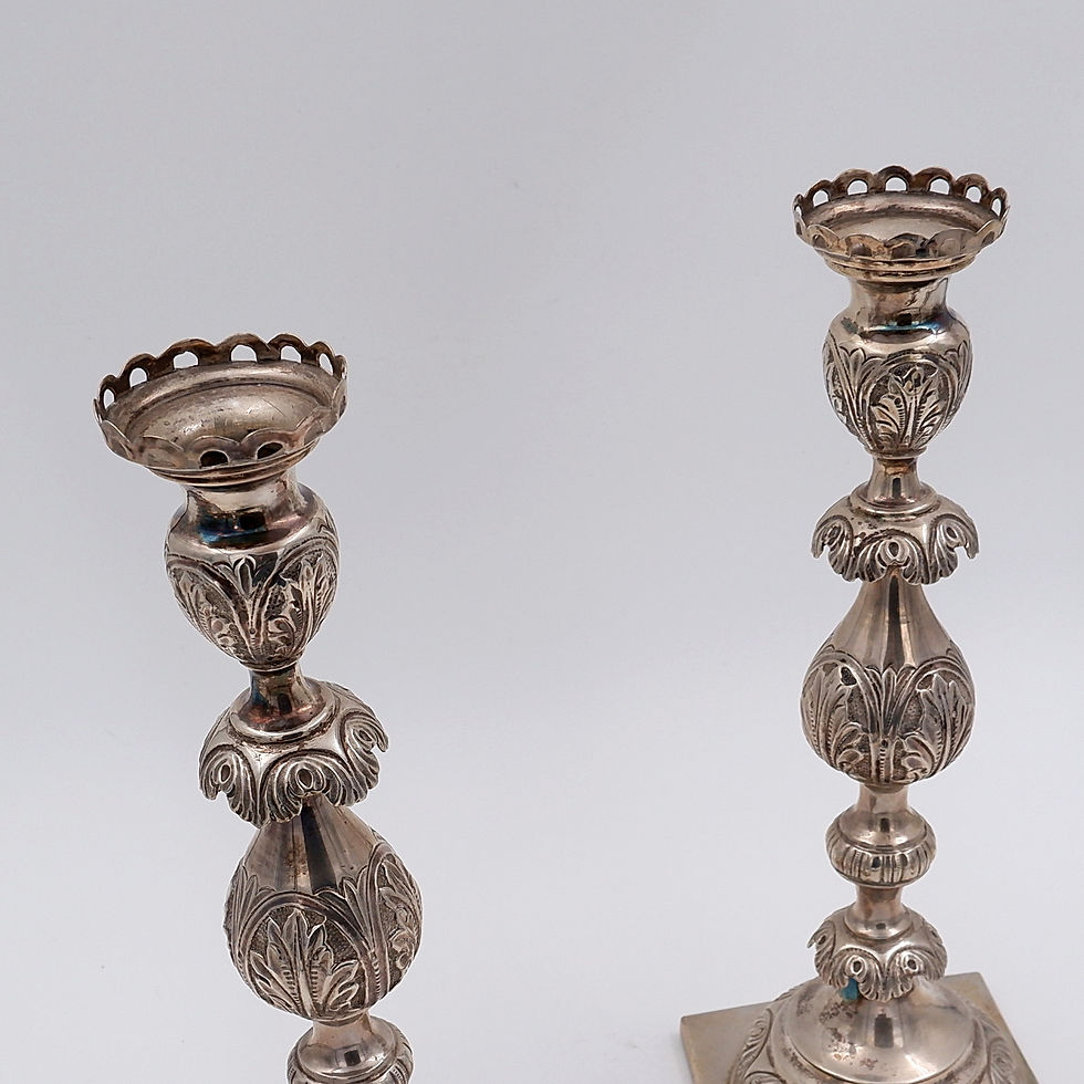 Miniature : Pair of large silver candlesticks