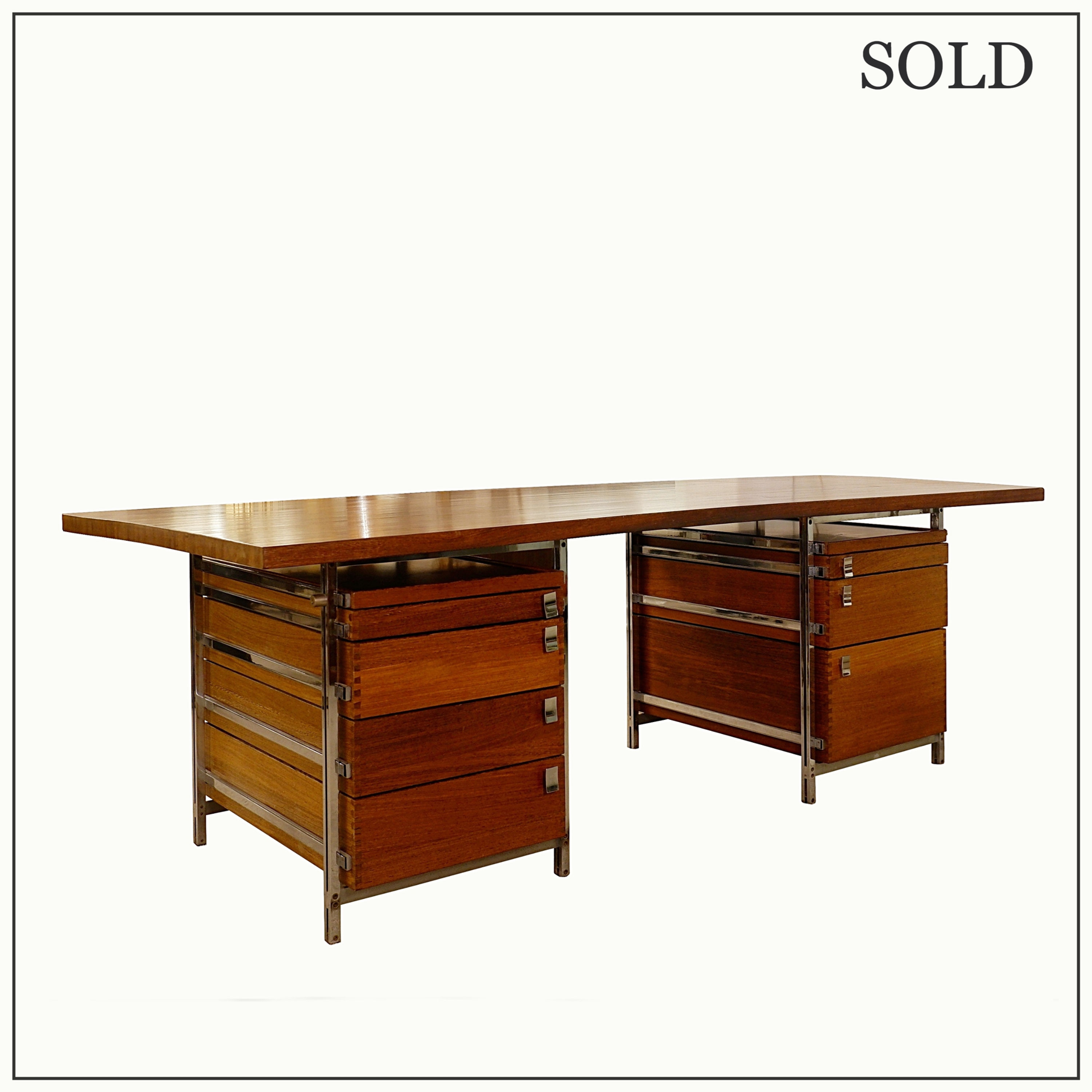 Jules Wabbes curved executive desk, Belgium, 1950s