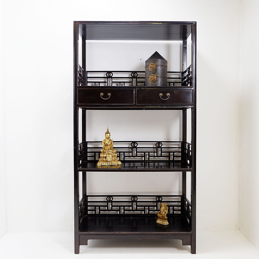 Miniature : Vintage three-tier Chinese lacquered wood bookcase - 20th century