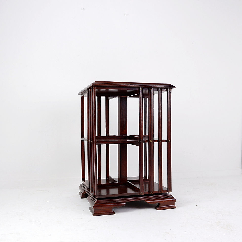 Miniature : English Revolving mahogany bookcase/table - 1950s