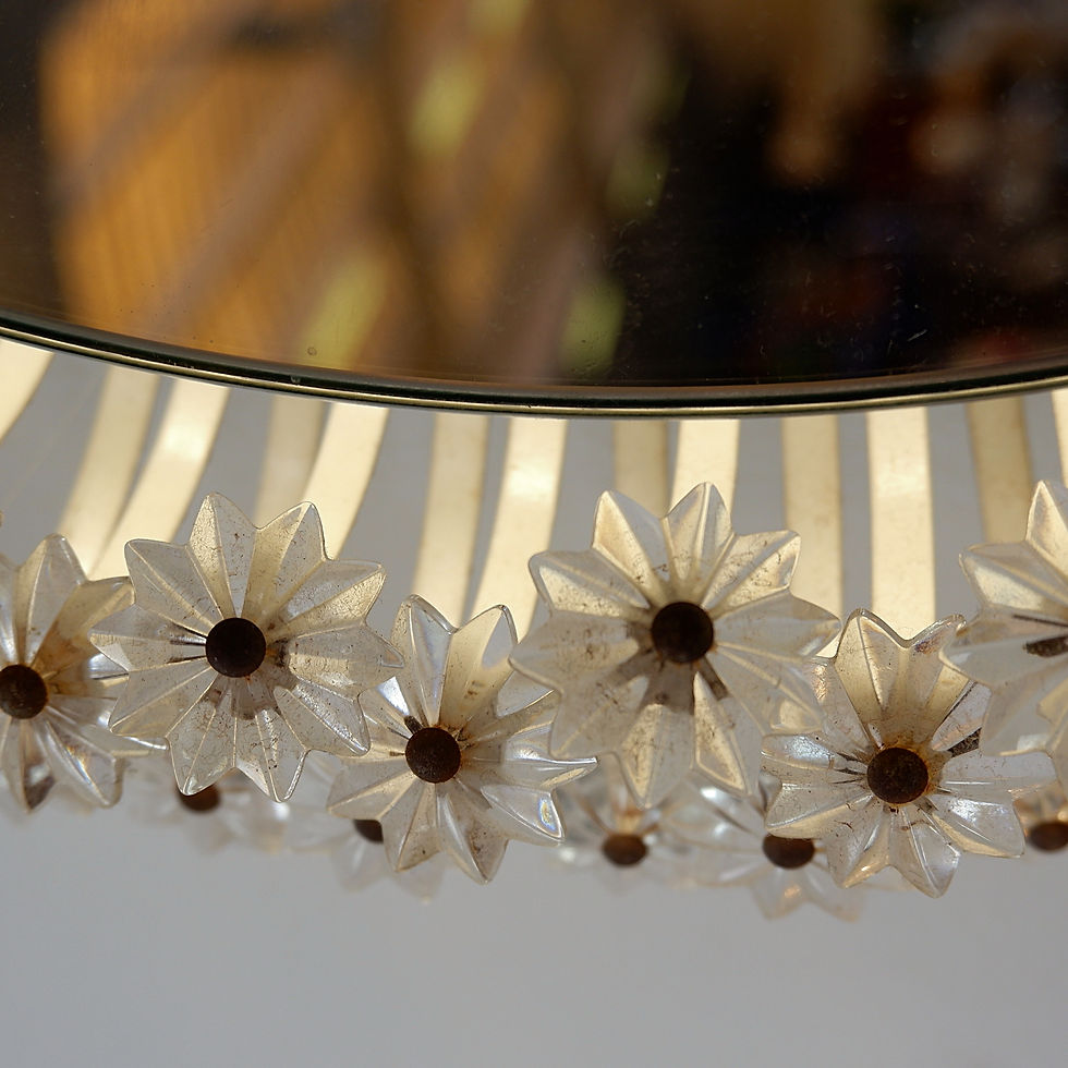 Miniature : Illuminated Glass Flower Mirror (Ø 30cm) by Emil Stejnar for Rupert Nikoll