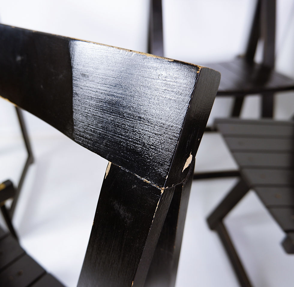 Miniature : Set of 6 Aldo Jacober & Pierangela d’Aniello ‘Trieste’ folding Black chairs