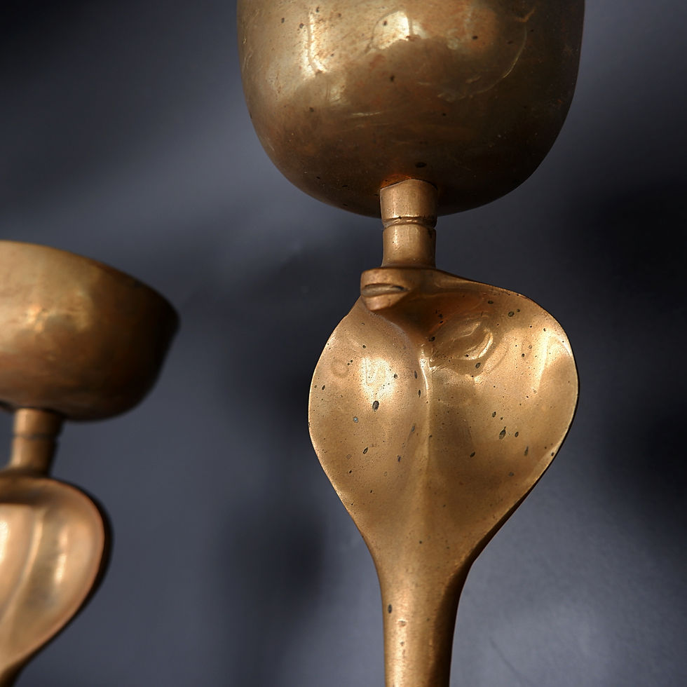 Miniature : Pair of Bronze Cobra Snake Sconces - 1960s