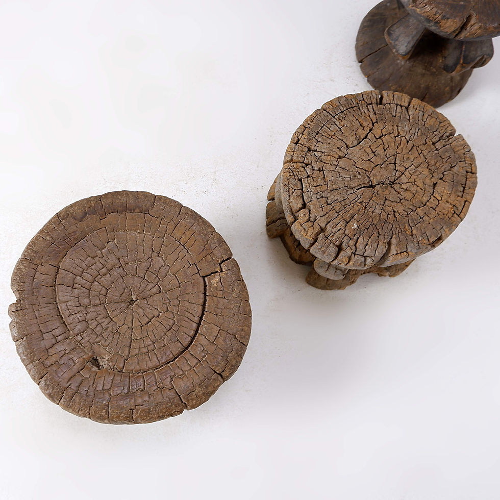 Miniature : Set of 4 African carved wood stools