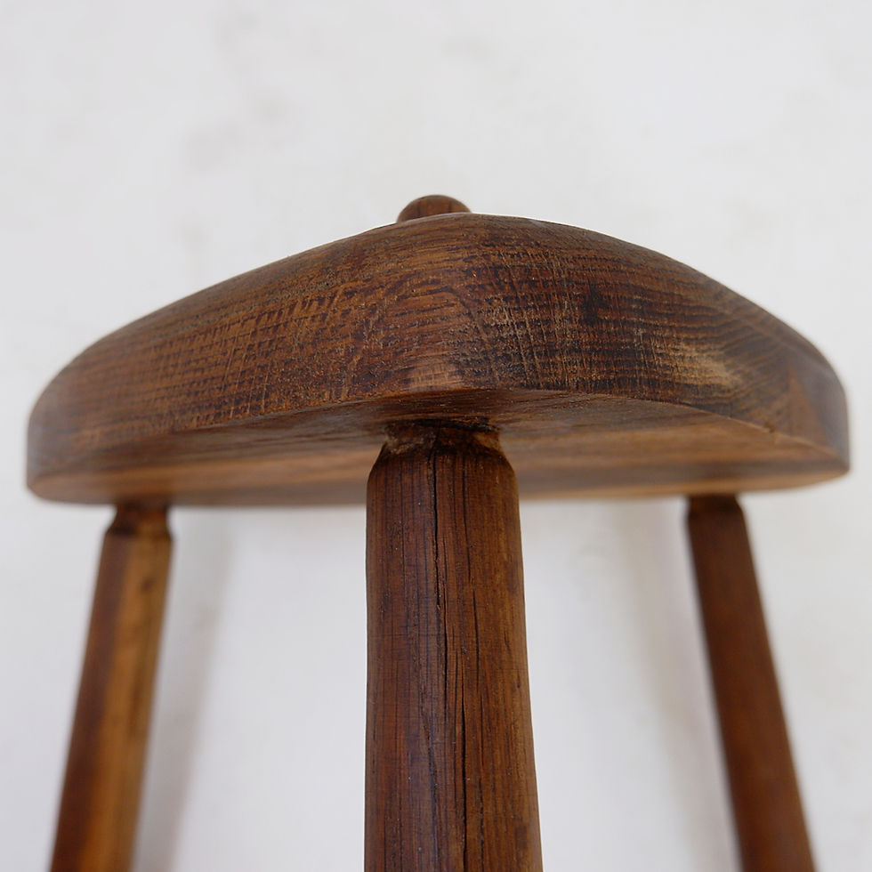 Miniature : Rustic tripod stool with a triangular seat , 1960s