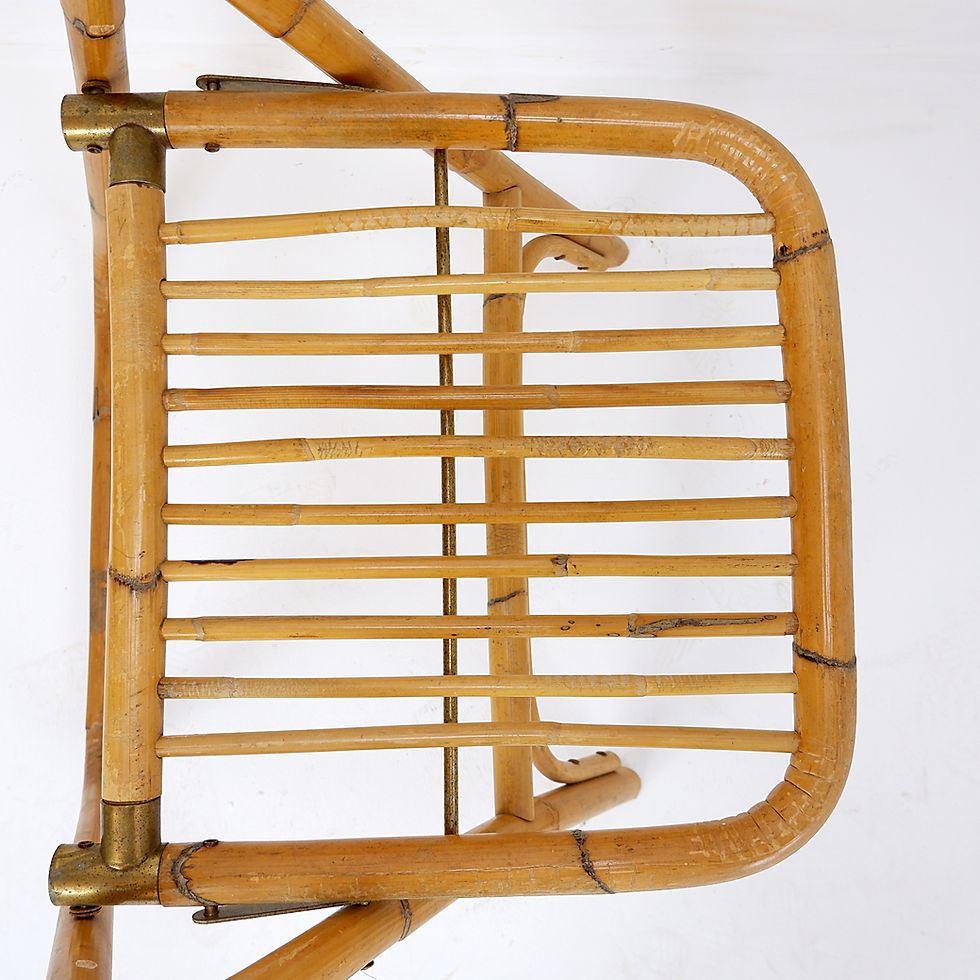 Miniature : Mid-Century Italian Bamboo Dal Vera Folding Chair, 1960s