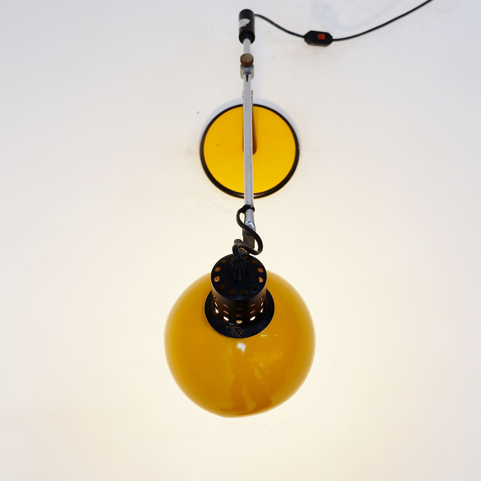 Miniature : Aluminor articulated desk lamp in chromed and yellow lacquered metal. 1960/70