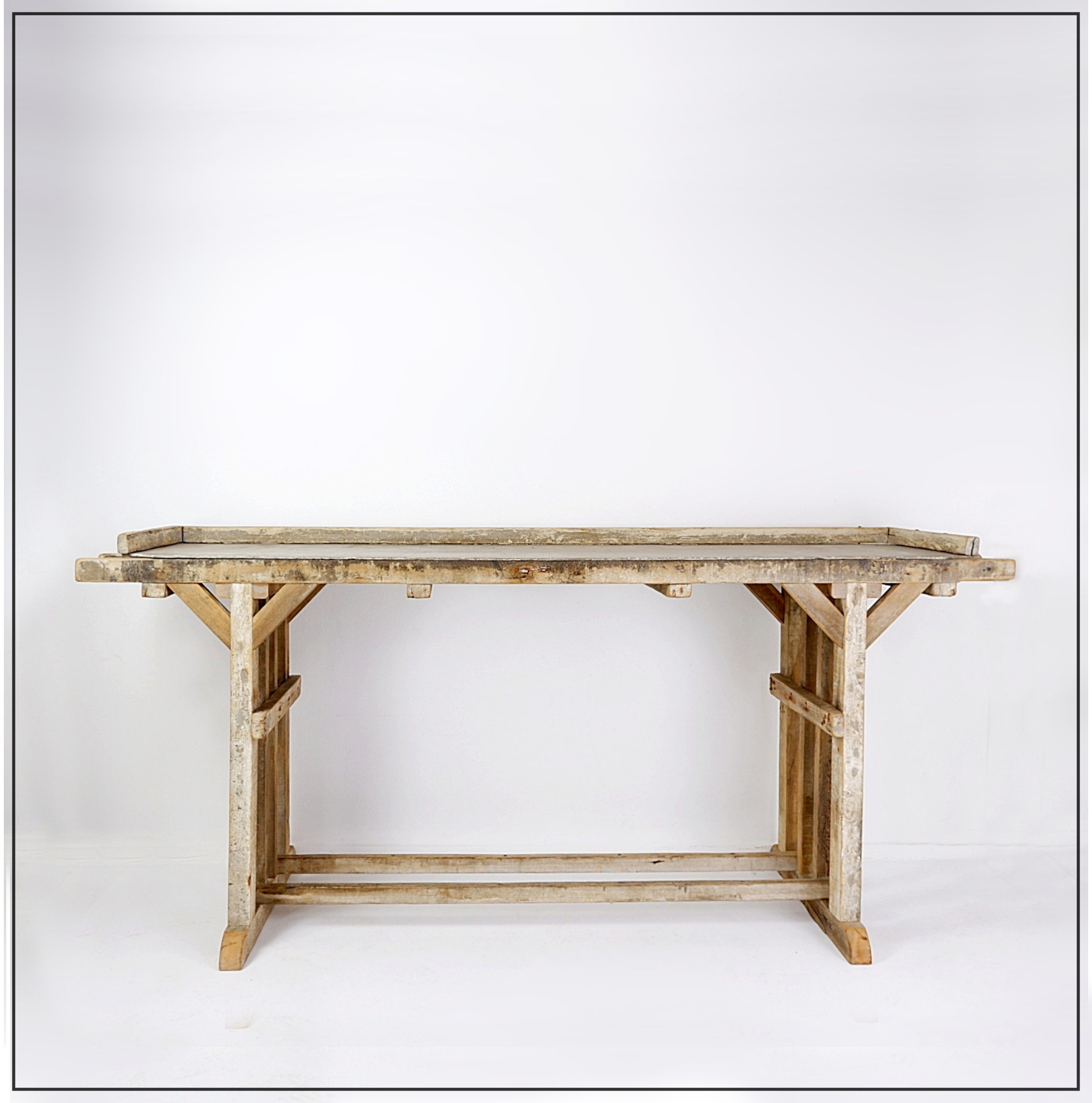 Large Brutalist Console table with beautiful patina wood