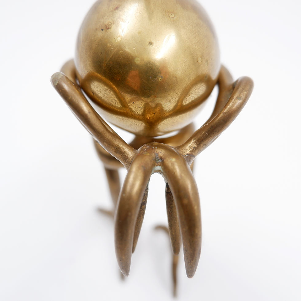 Miniature : 1970's Brass Ostrich Sculpture with Egg
