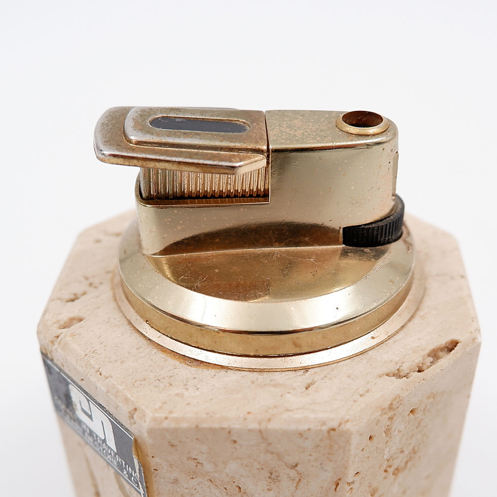 Miniature : Vintage Cerri Nestore octogonal travertine table lighter - Italy 1970s