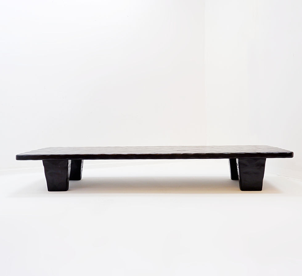 Miniature : Large coffee table in black hammered wood