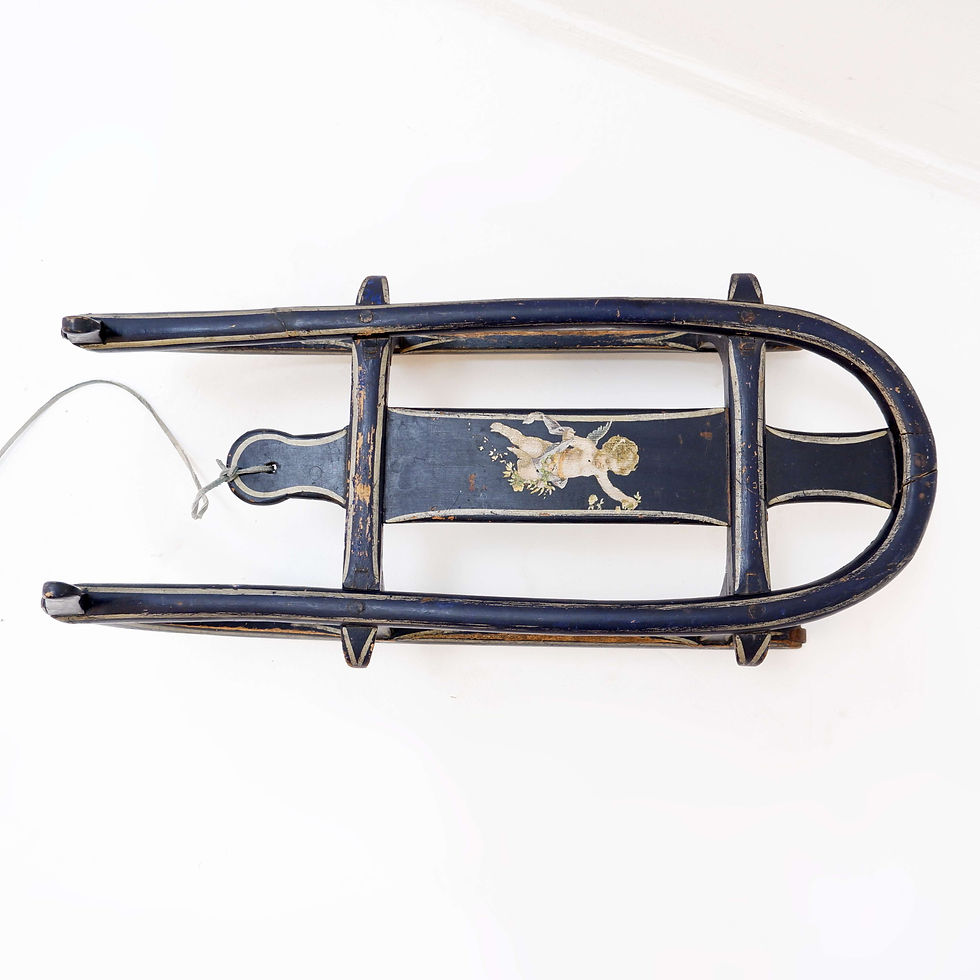 Miniature : "Cherub" 19th century decorative bentwood children's sled "