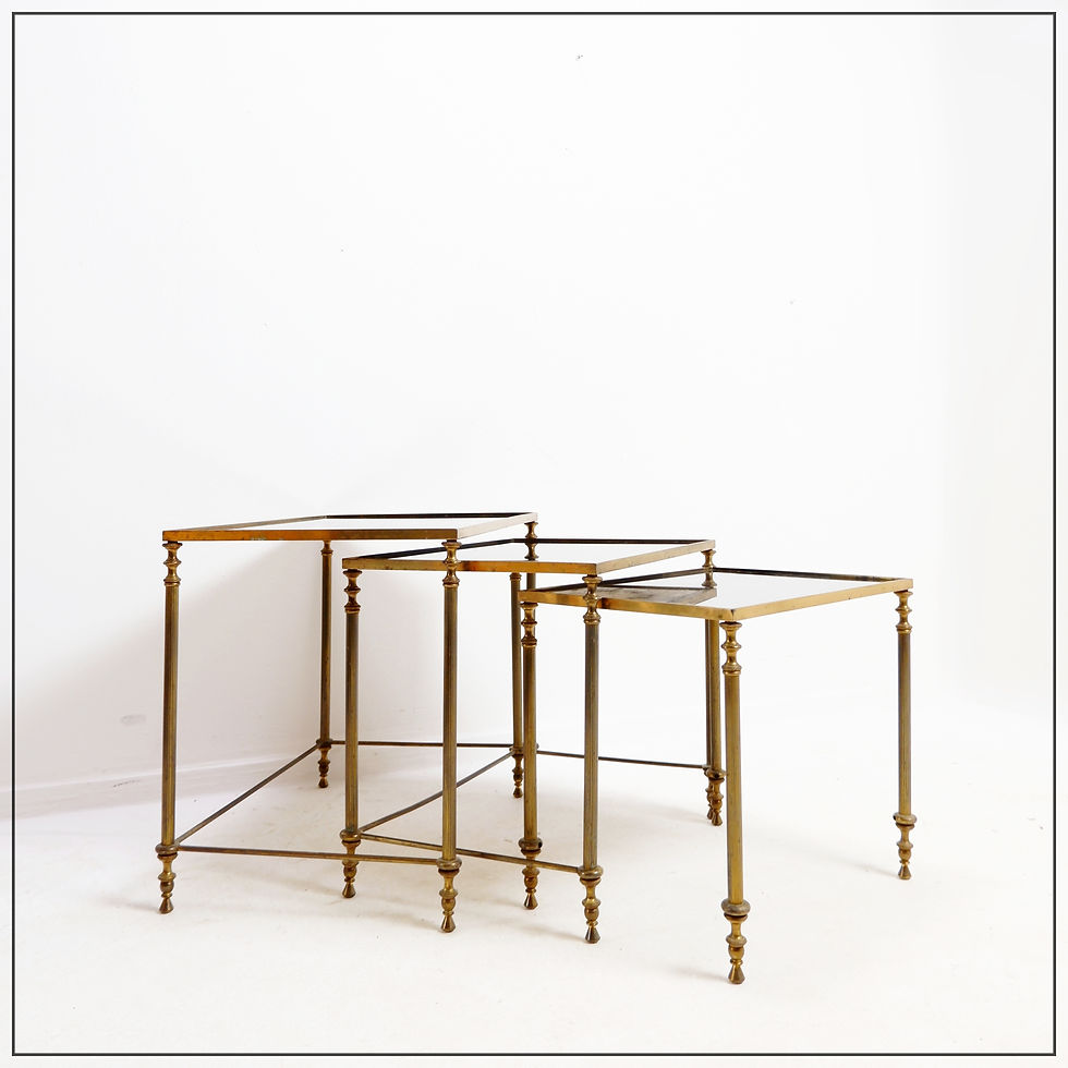 Set of 3 Mid-Century Modern Nesting Tables Maison Jansen Style - 1970s