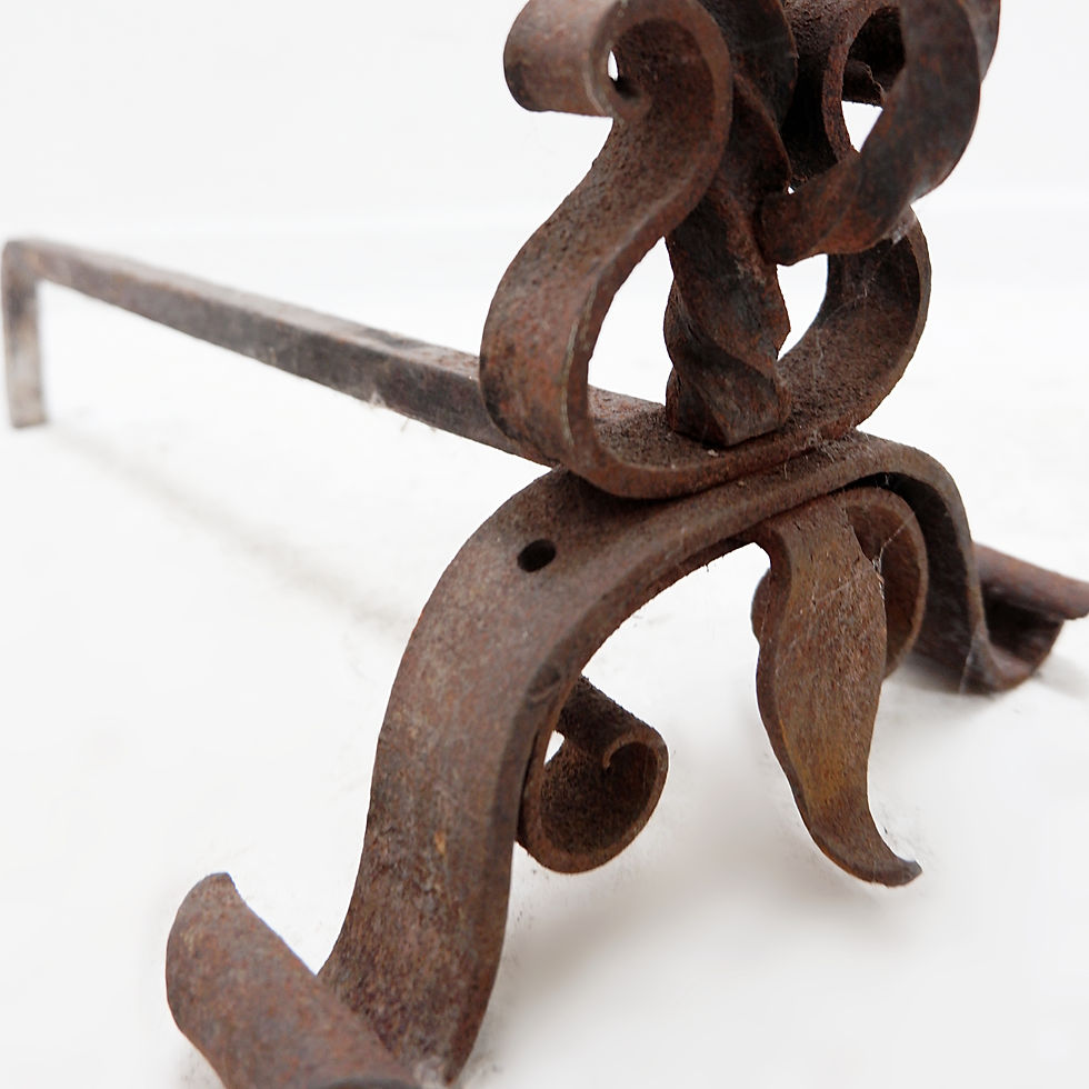 Miniature : Italian wrought iron dragon andirons, 1920s