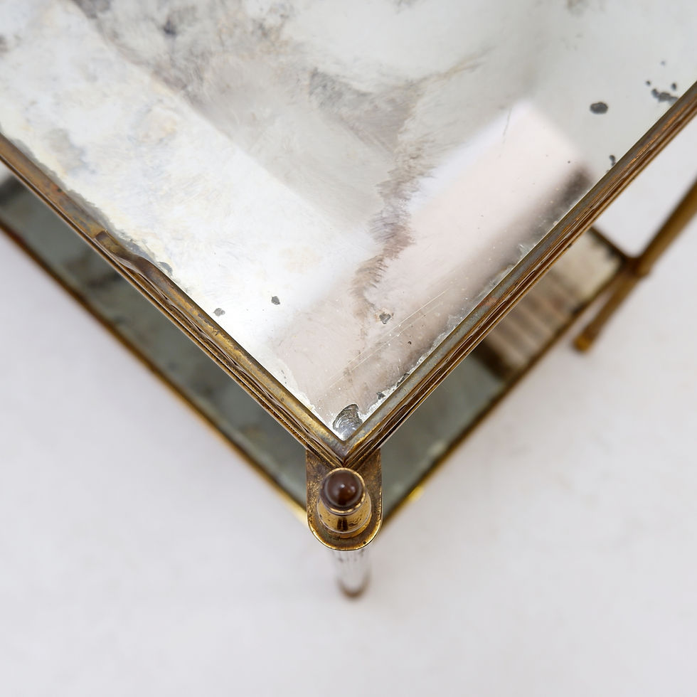 Miniature : Two-Tier Side table with eglomise glass Mirror by Maison Jansen, French