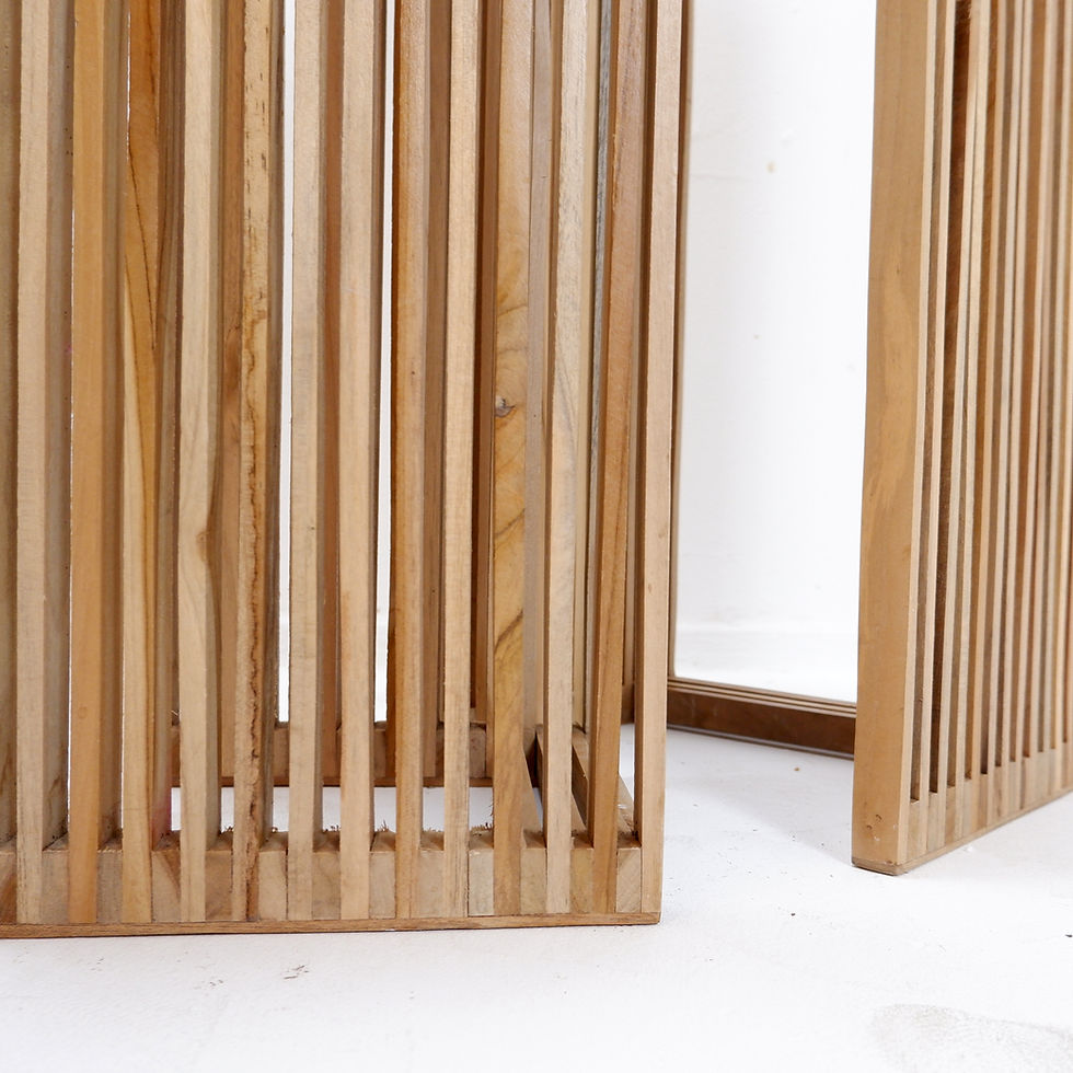 Miniature : Pair of  Slatted Wood nesting plant stands