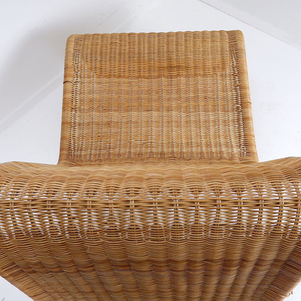 Miniature : IKEA Rattan and wicker Longue Chair In Style of Tito Agnoli 1980s