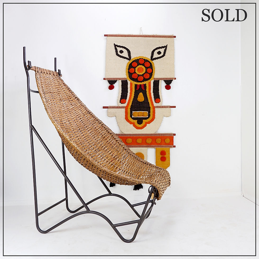 Miniature : John Risley Style High-back Lounge Chair Solid Iron / Wicker France, 1950’s