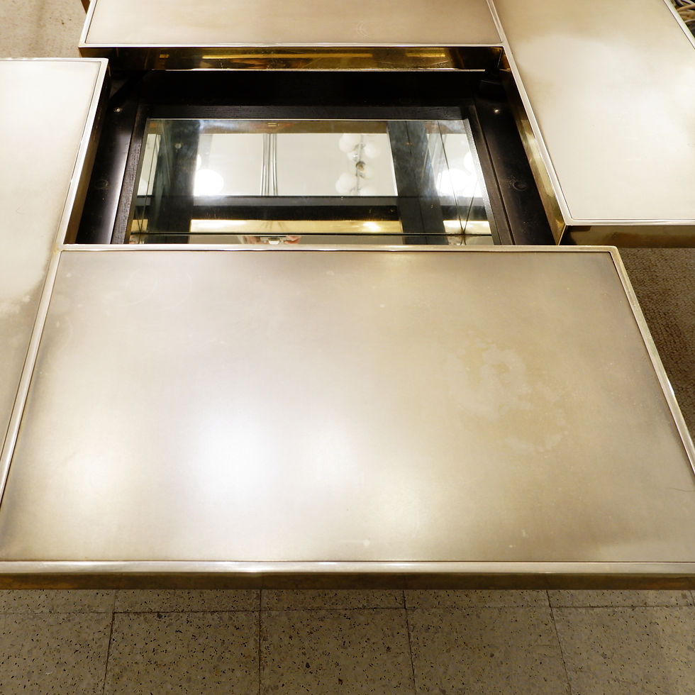 Miniature : Sliding Coffee Table with Hidden Bar - belgo Chrom 1970s