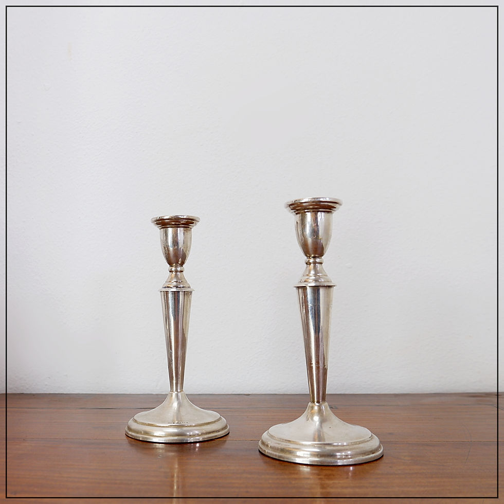 Miniature : Pair of silver candlesticks