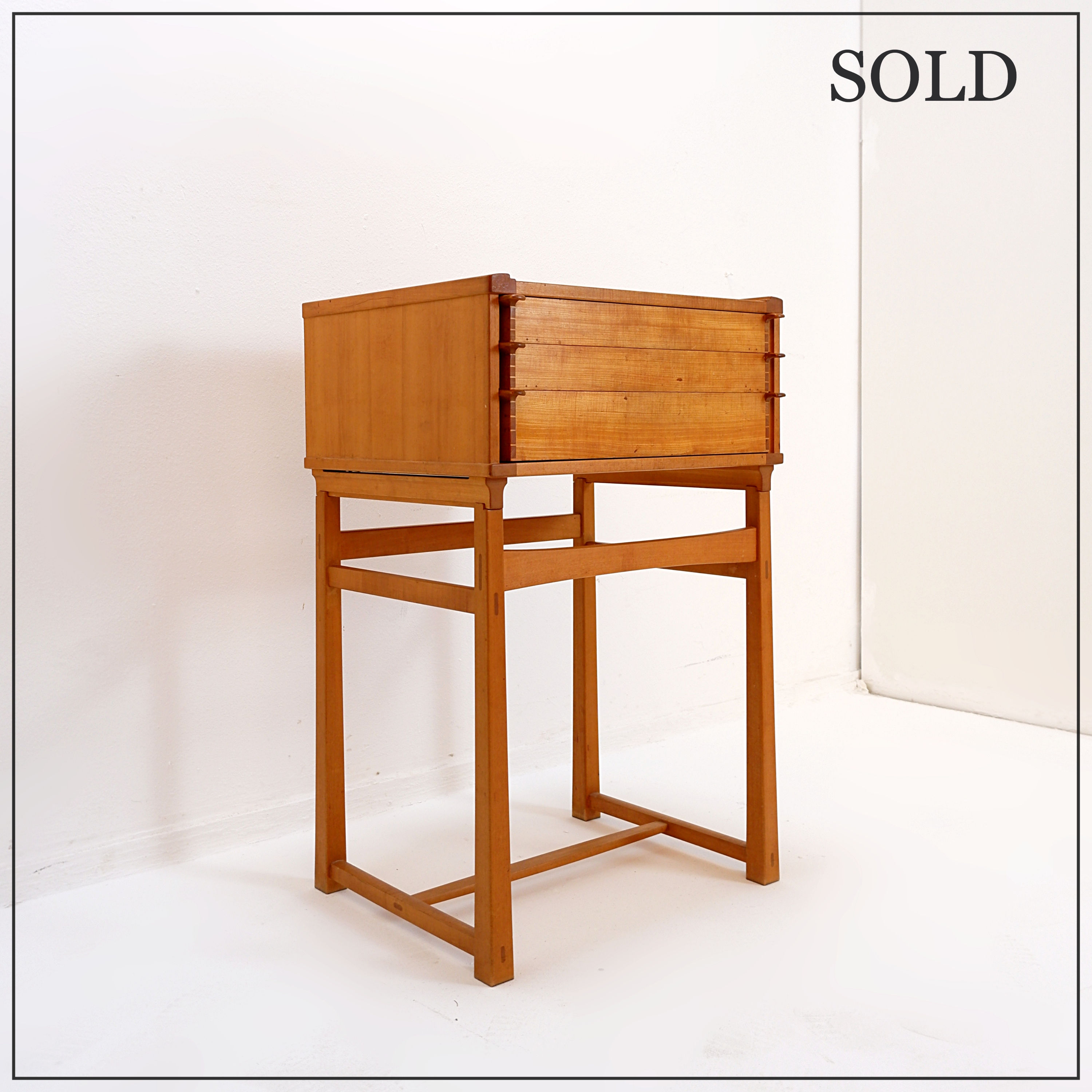 James Krenov cabinet with set of "Pyramid" Flatware by Georg Jensen