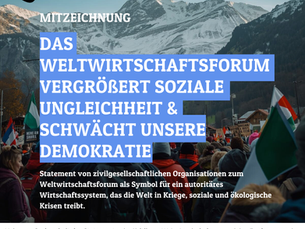Das Weltwirtschaftsforum vergrößert soziale Ungleichheit und schwächt unsere Demokratie!