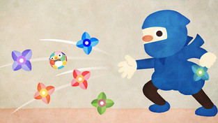 にんじゃの絵　絵本アニメーション「サカ太くんとかくれんぼ」イラストレーターはるかんぼ