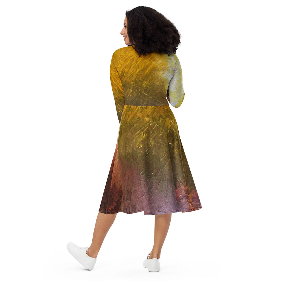Thumbnail: All-over print long sleeve midi dress