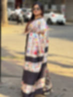 Pure Silk Saree with abstract Hand Batik Art - Sujatam Atelier Kolkata