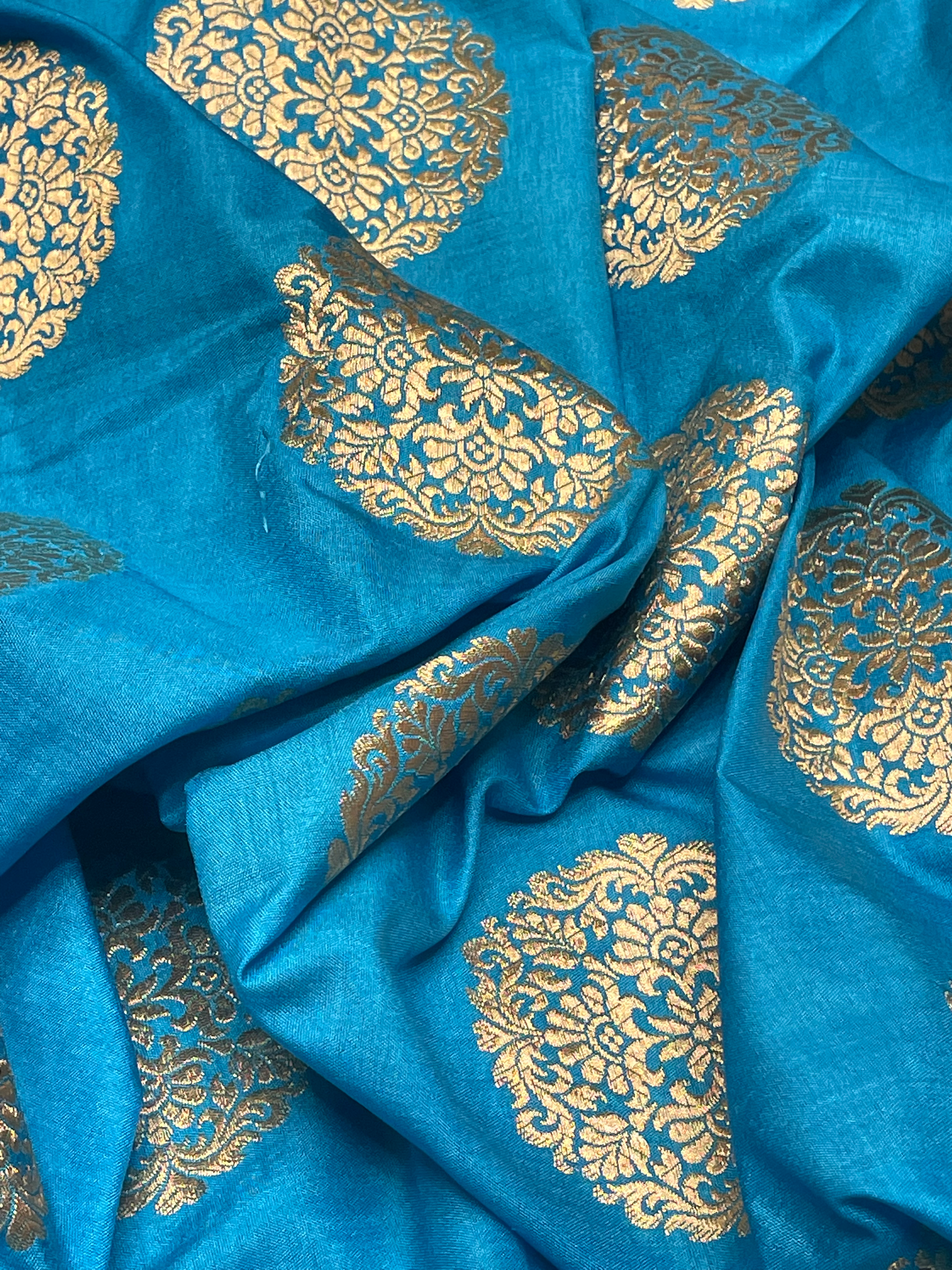 Sky Blue Large buta Banarasi Handloom Fabric